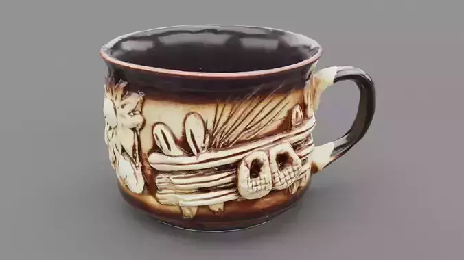 Ethnic clay cup 02 Low-poly 3D model