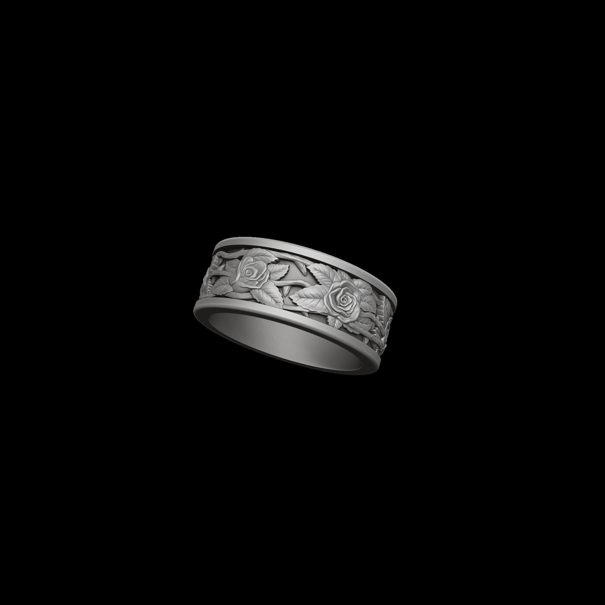 Rose ring 3D print model_7