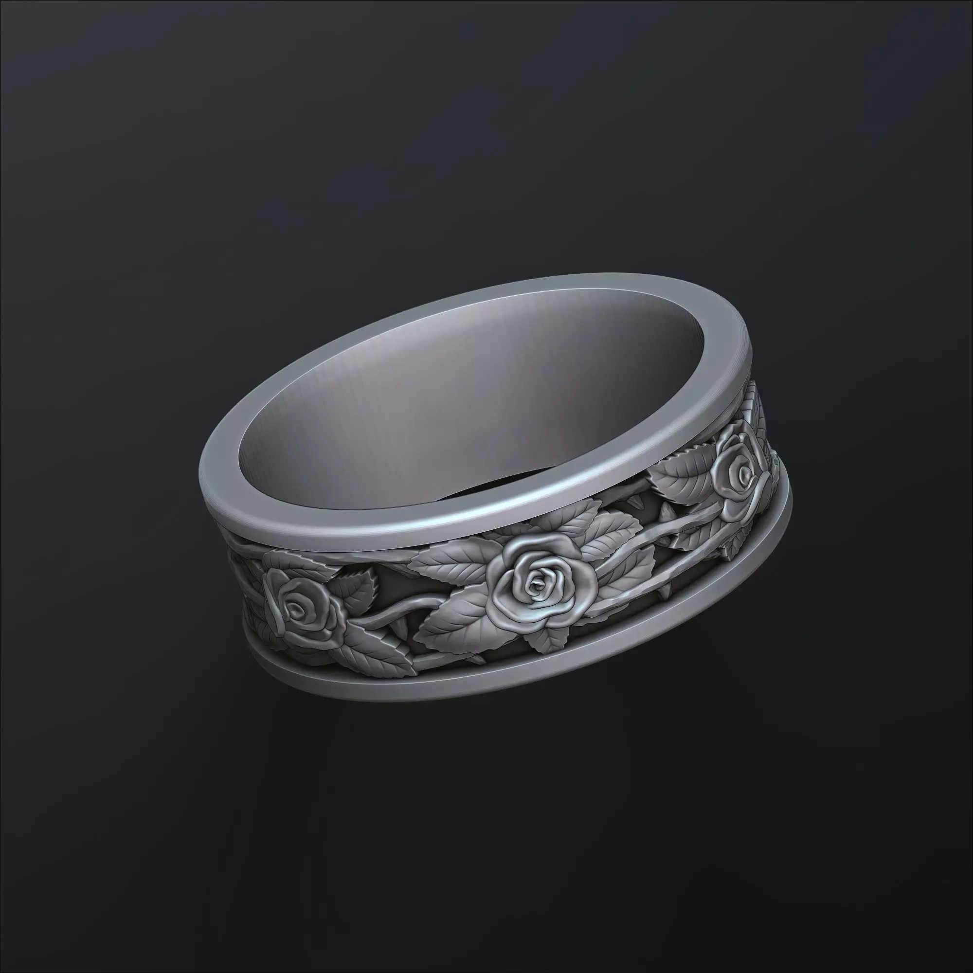 Rose ring 3D print model_0