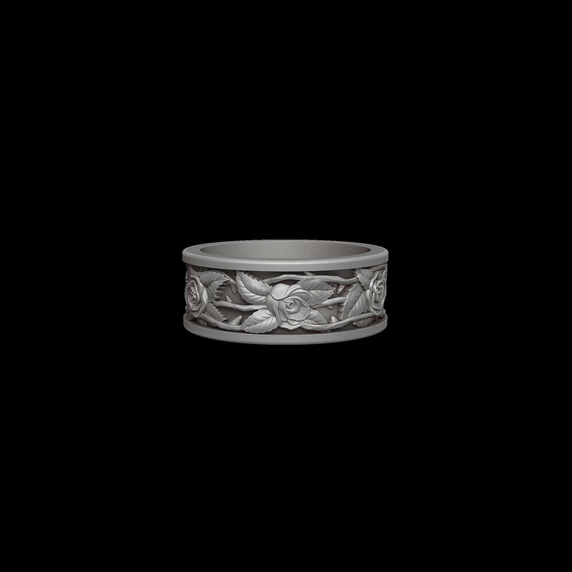 Rose ring 3D print model_1