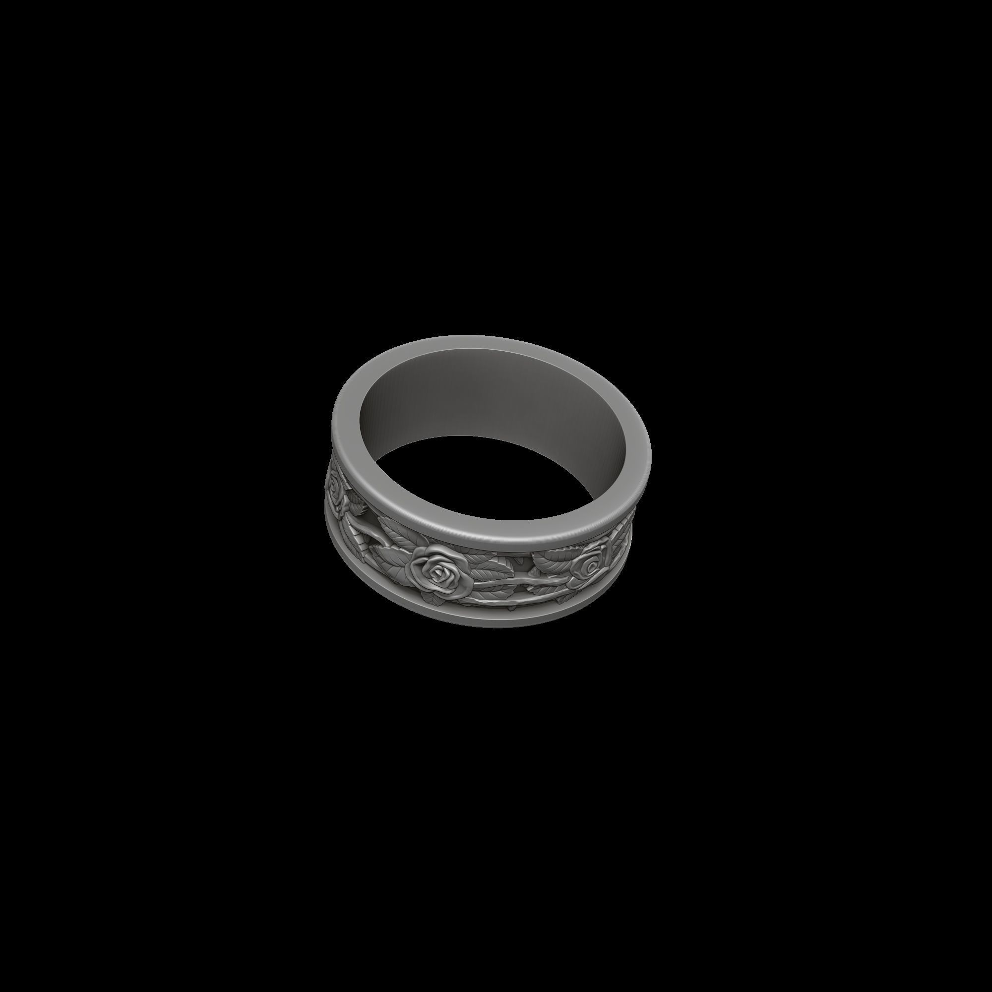 Rose ring 3D print model_3