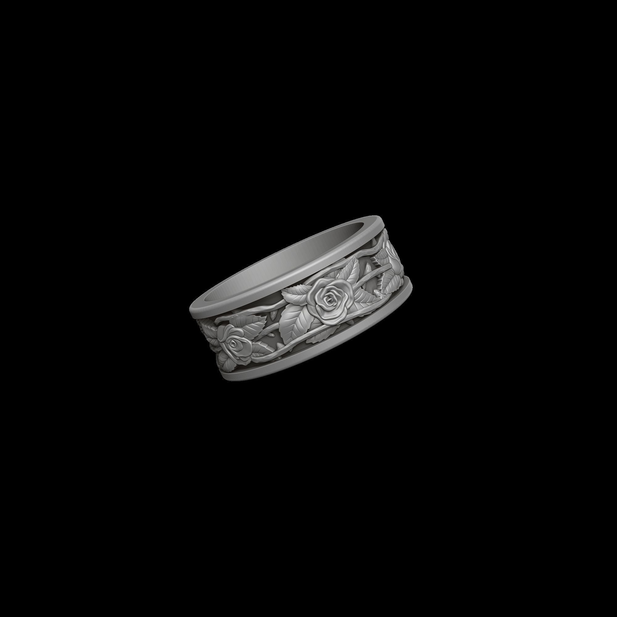 Rose ring 3D print model_5