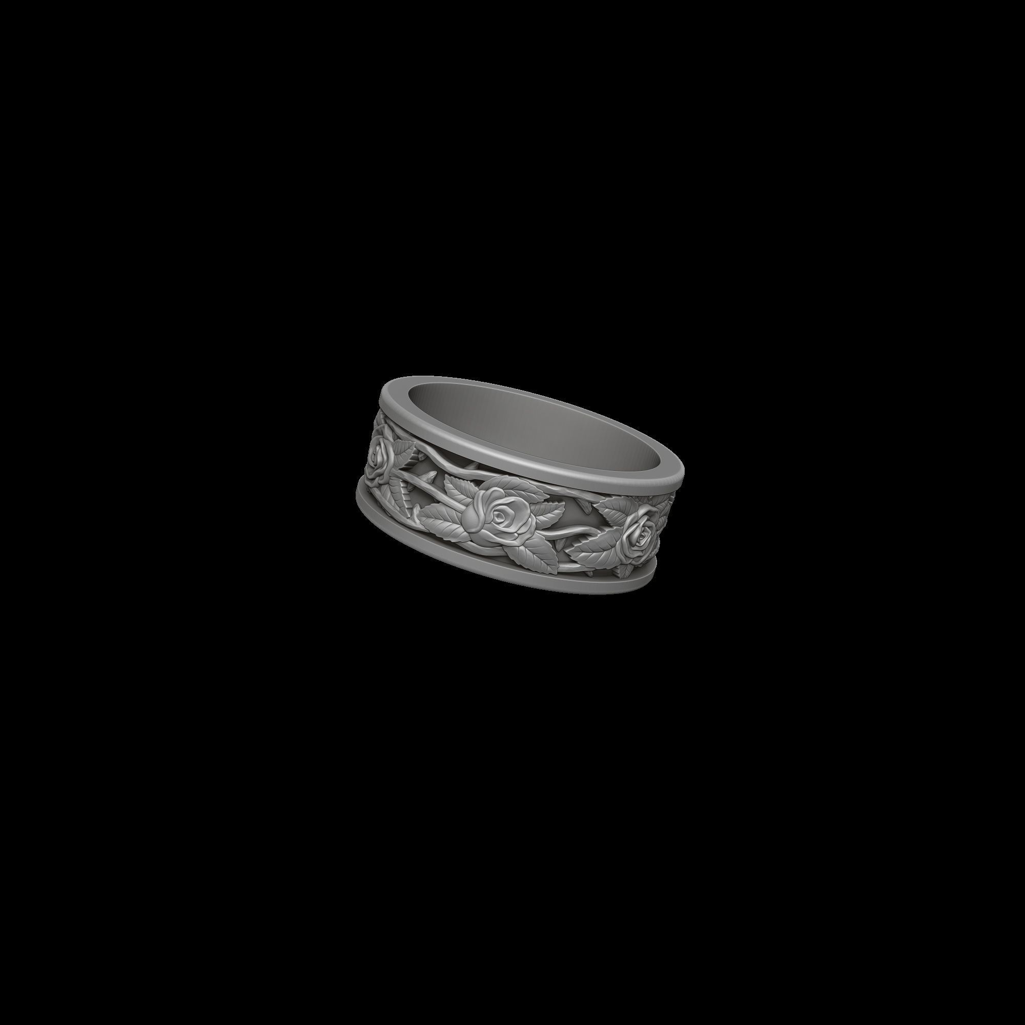 Rose ring 3D print model_4