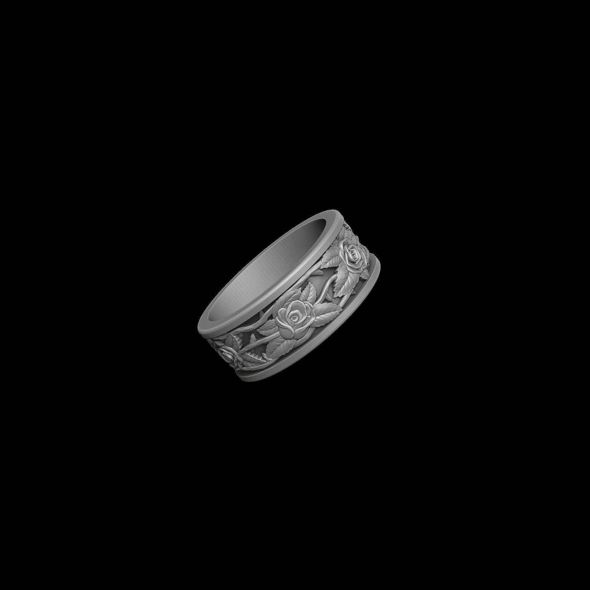 Rose ring 3D print model_6