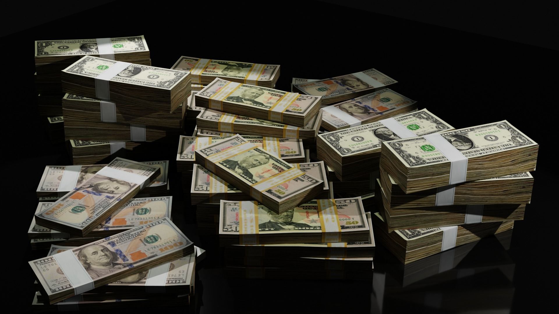 the money stack of dollar bills Free low-poly 3D model_4