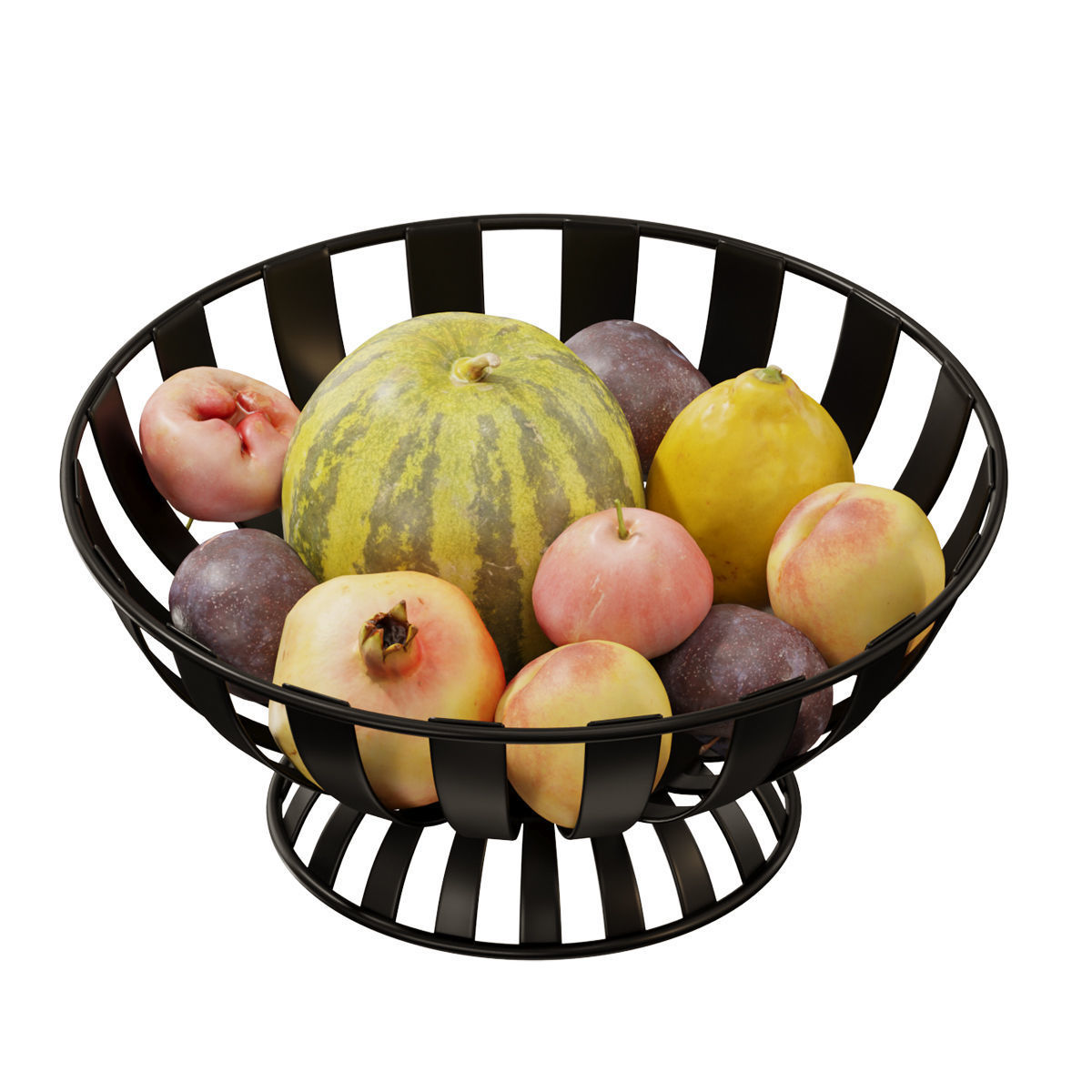Stripe Fruit Bowl set 03 3D model_1