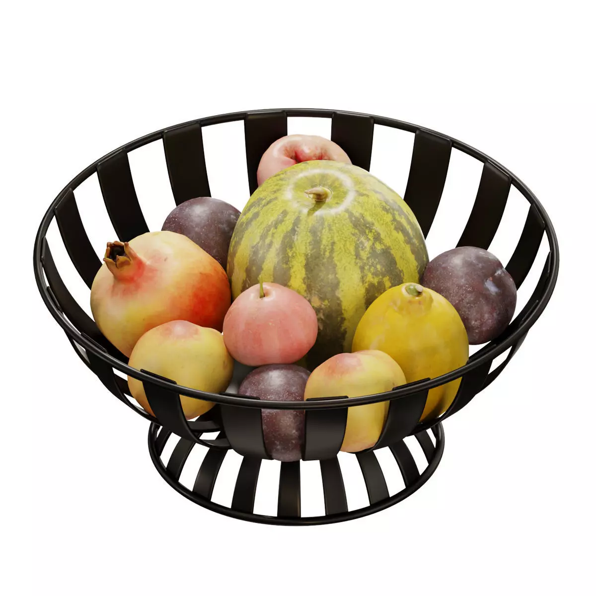 Stripe Fruit Bowl set 03 3D model_0