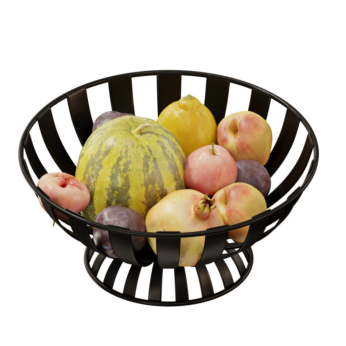 Stripe Fruit Bowl set 03 3D model_2