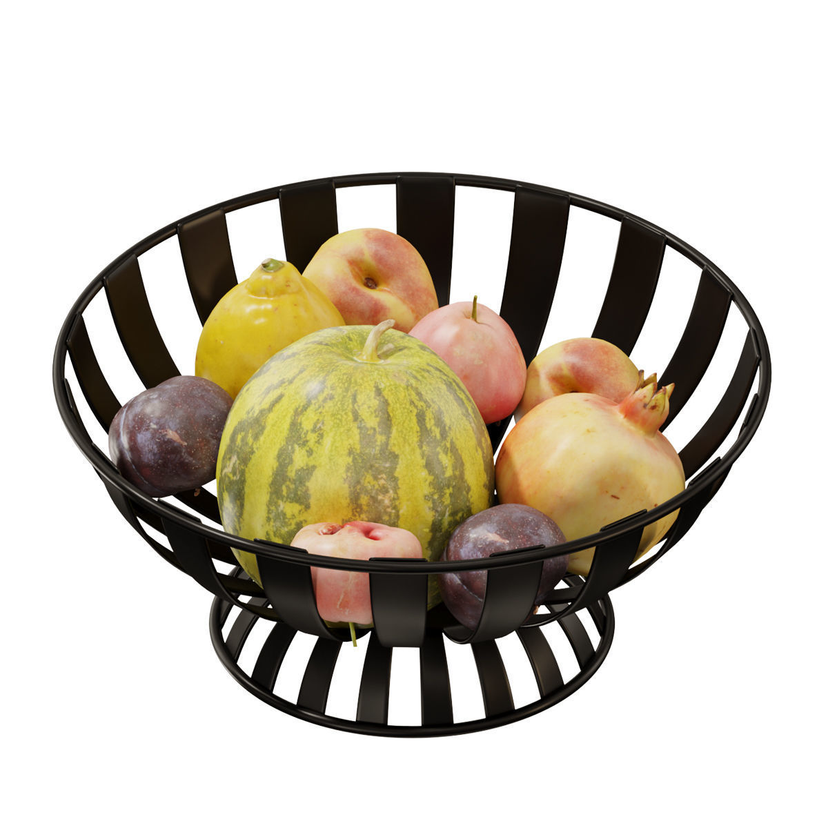 Stripe Fruit Bowl set 03 3D model_3