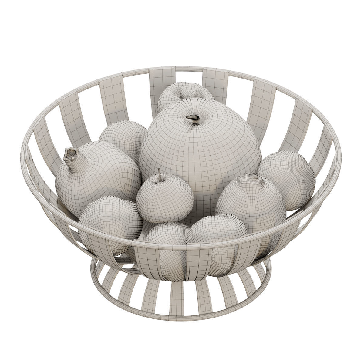 Stripe Fruit Bowl set 03 3D model_5