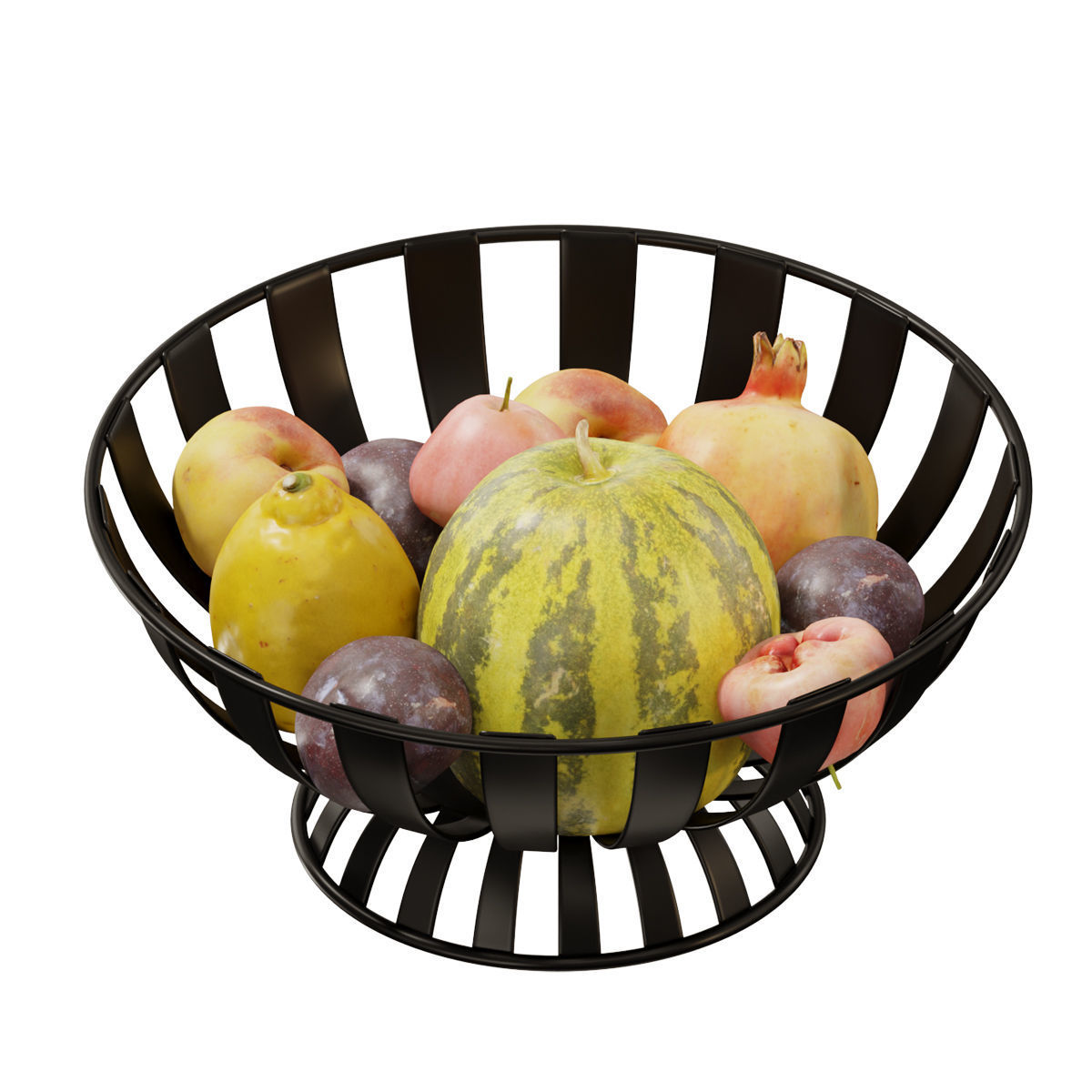 Stripe Fruit Bowl set 03 3D model_4