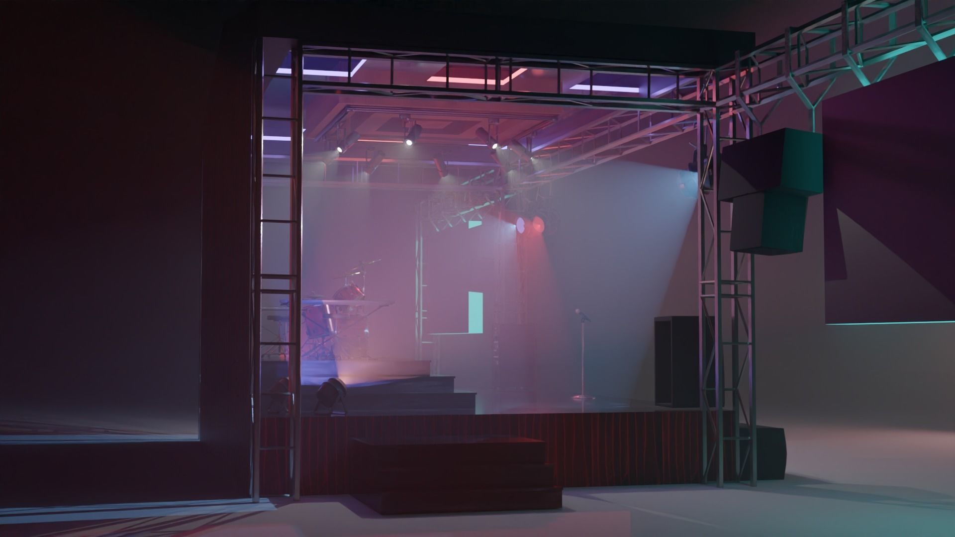 Band stage Free low-poly 3D model_4