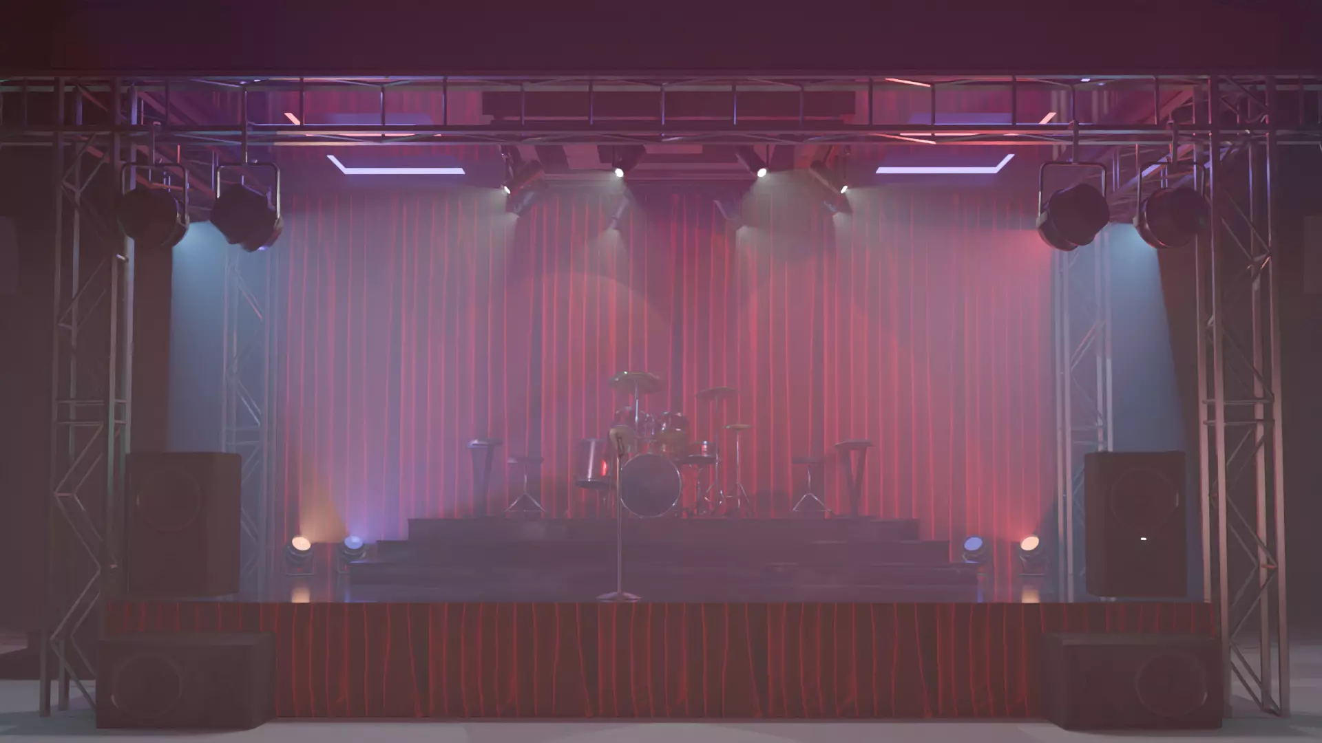 Band stage Free low-poly 3D model_0