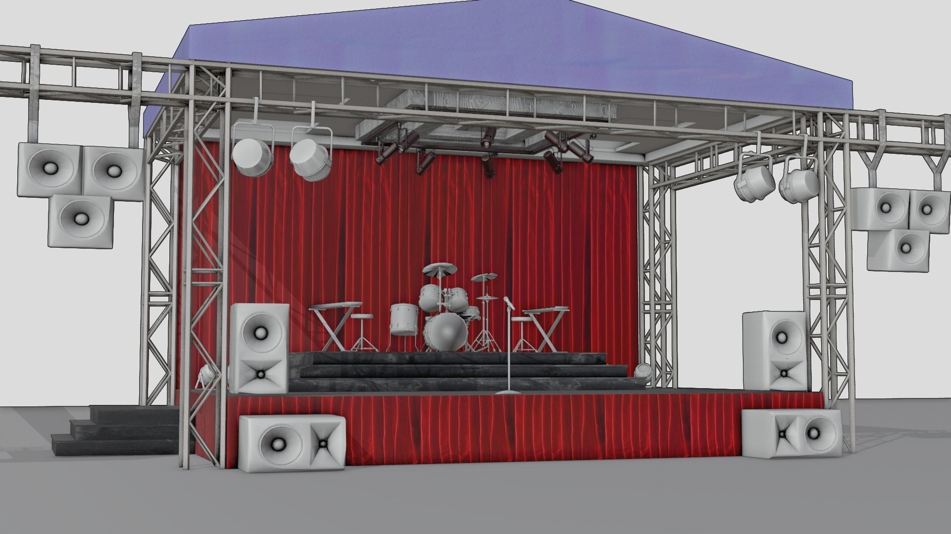 Band stage Free low-poly 3D model_13