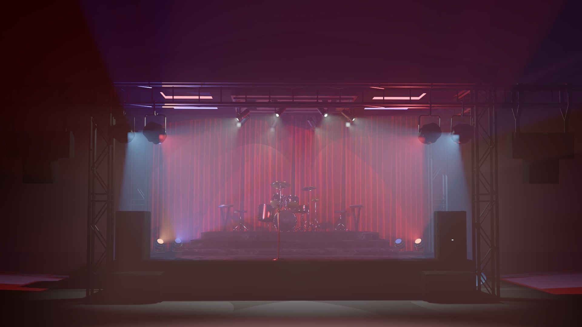 Band stage Free low-poly 3D model_7