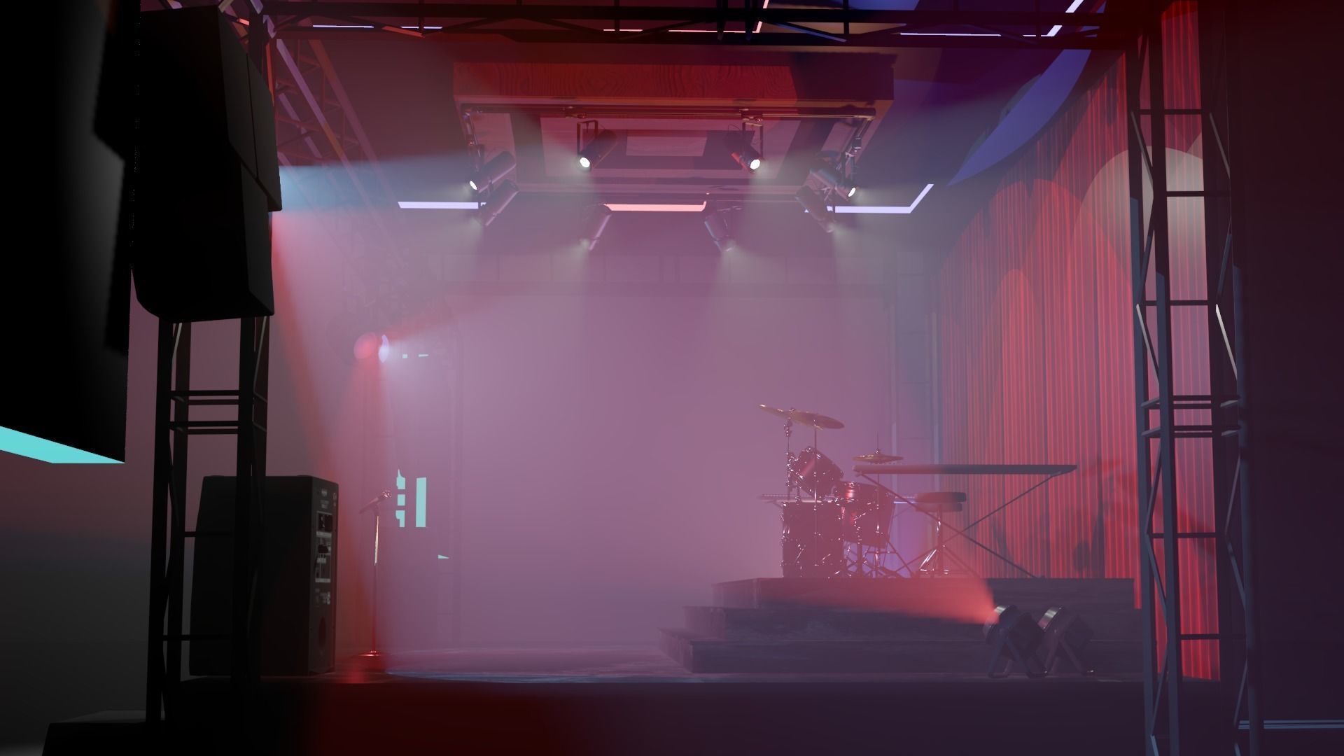 Band stage Free low-poly 3D model_6