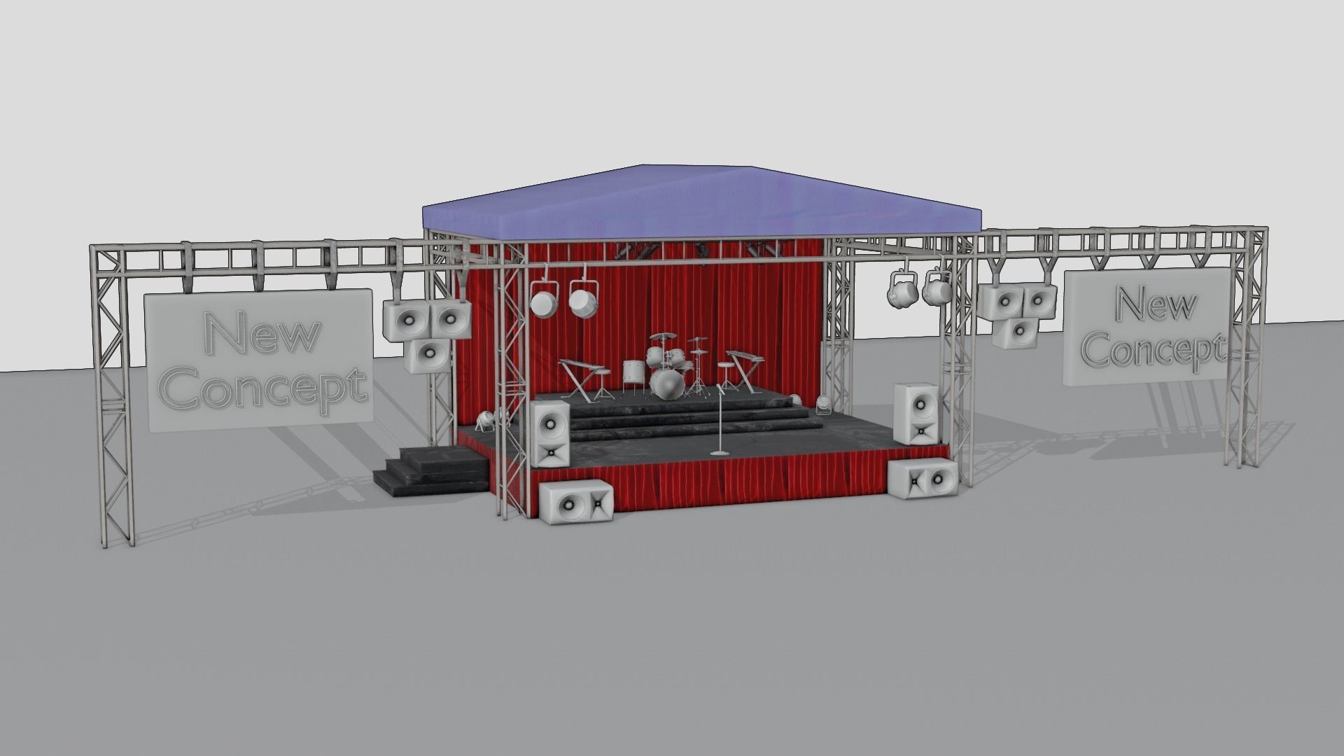 Band stage Free low-poly 3D model_14