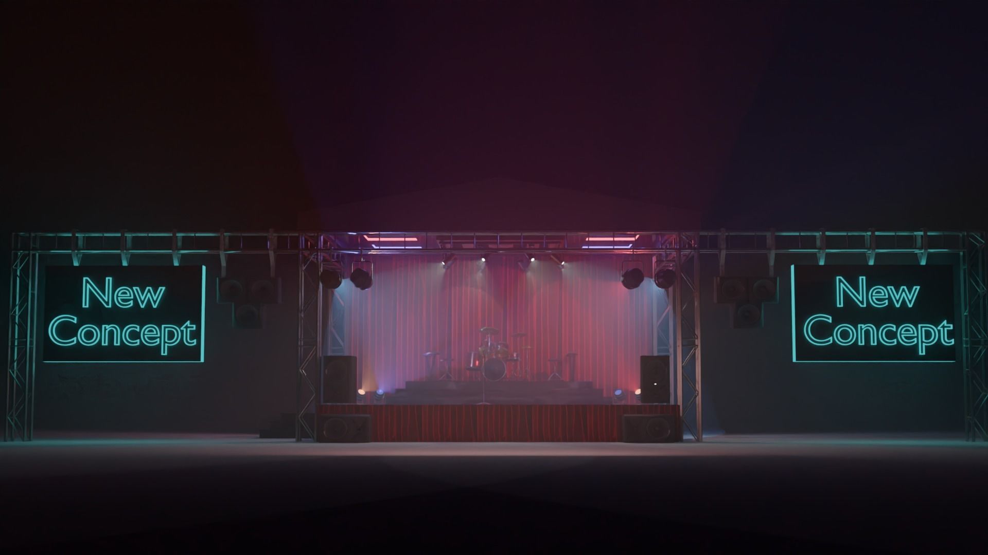 Band stage Free low-poly 3D model_1