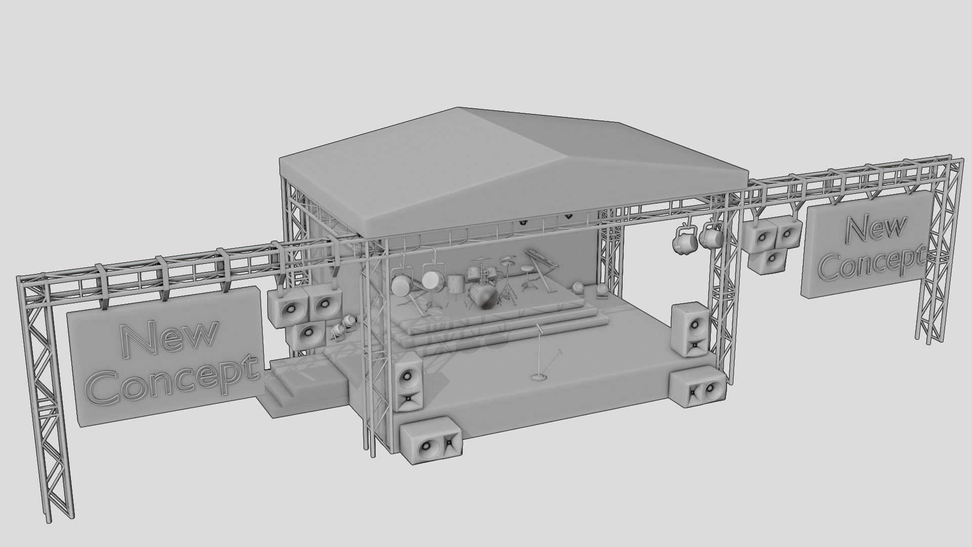 Band stage Free low-poly 3D model_9