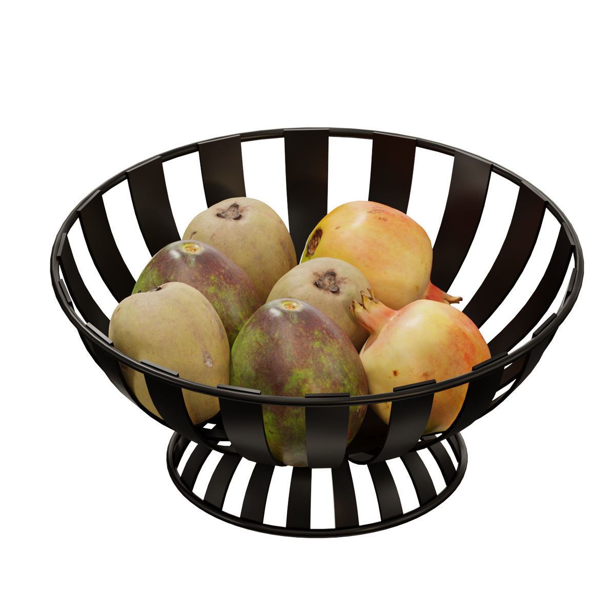 Stripe Fruit Bowl set 04 3D model_1