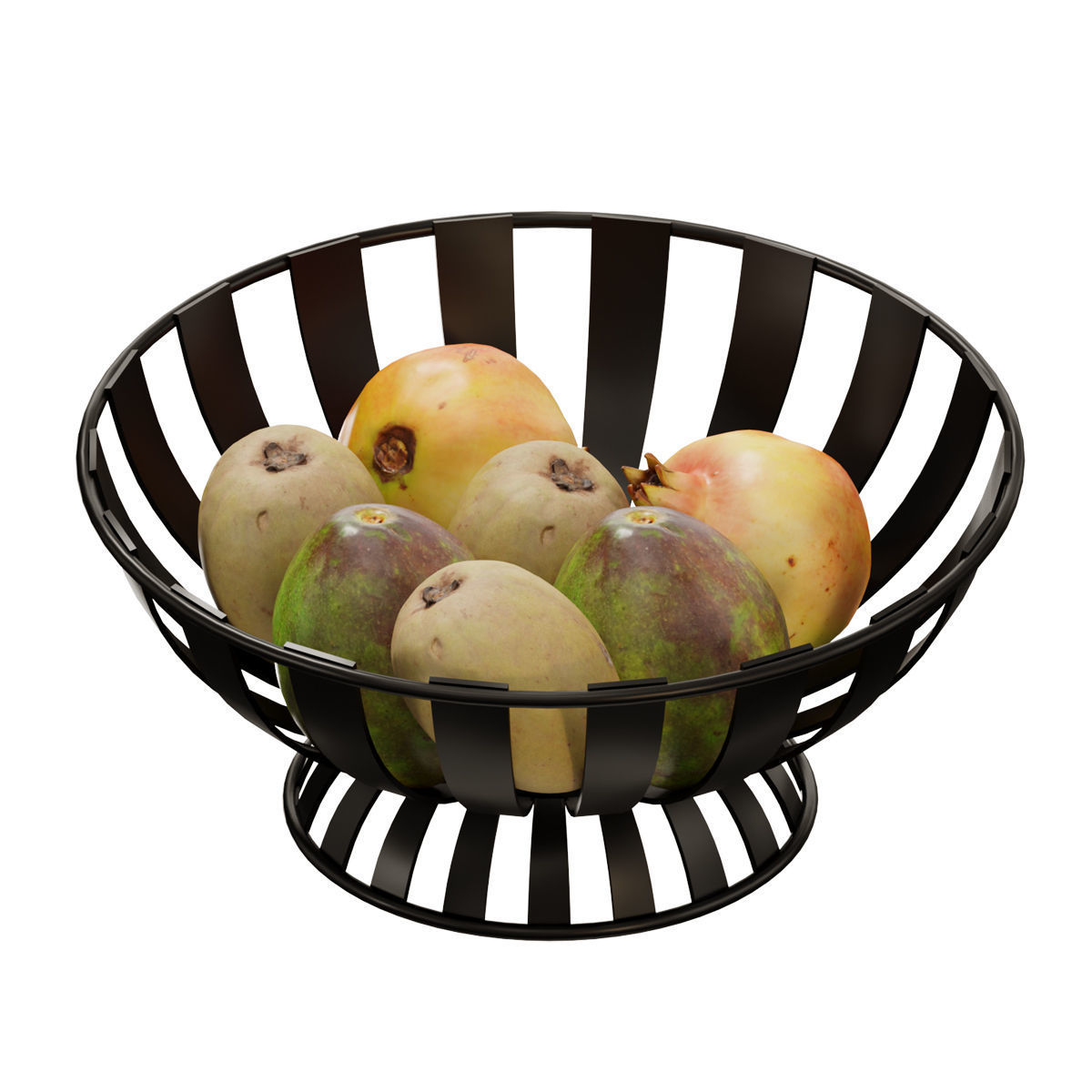 Stripe Fruit Bowl set 04 3D model_2