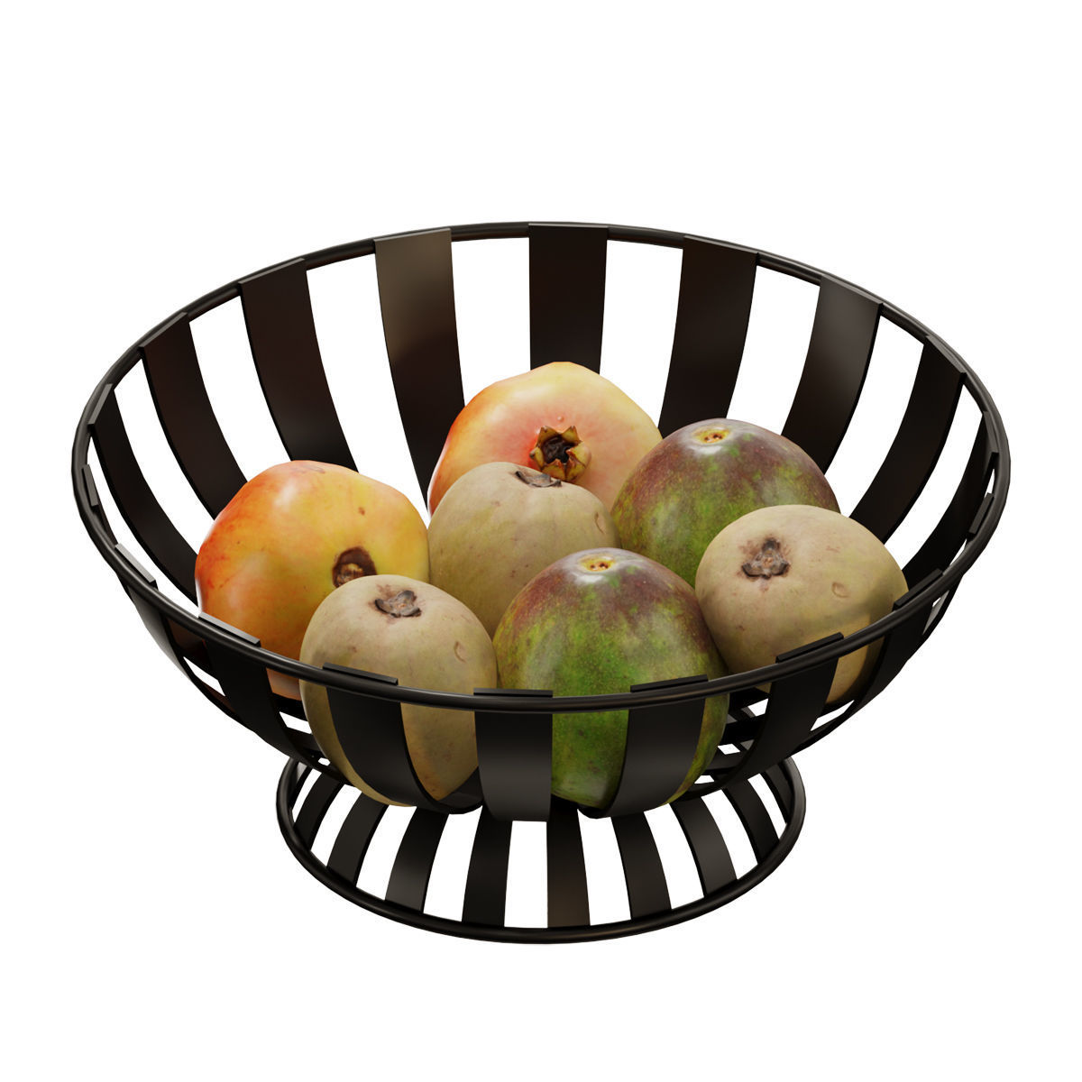 Stripe Fruit Bowl set 04 3D model_3