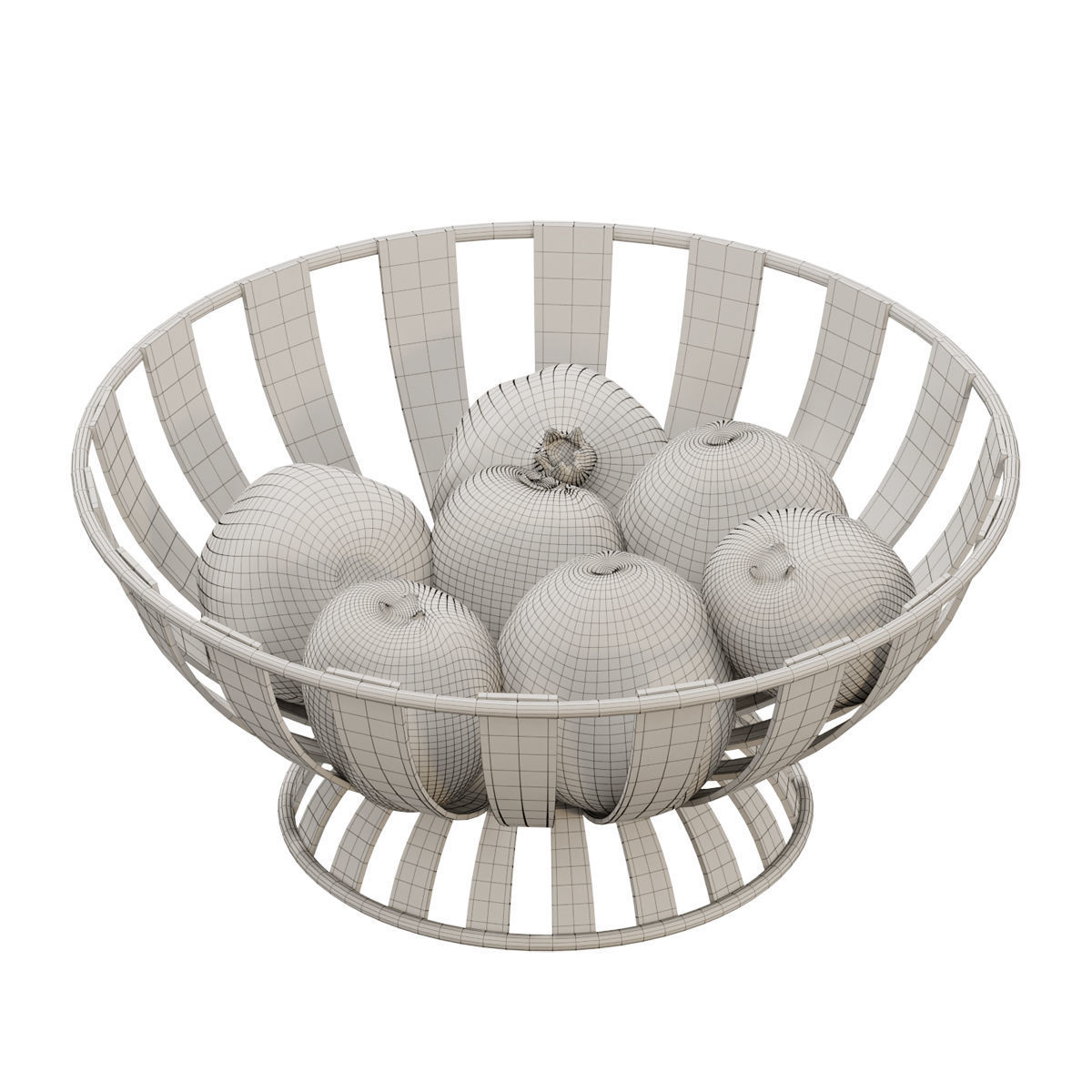 Stripe Fruit Bowl set 04 3D model_4