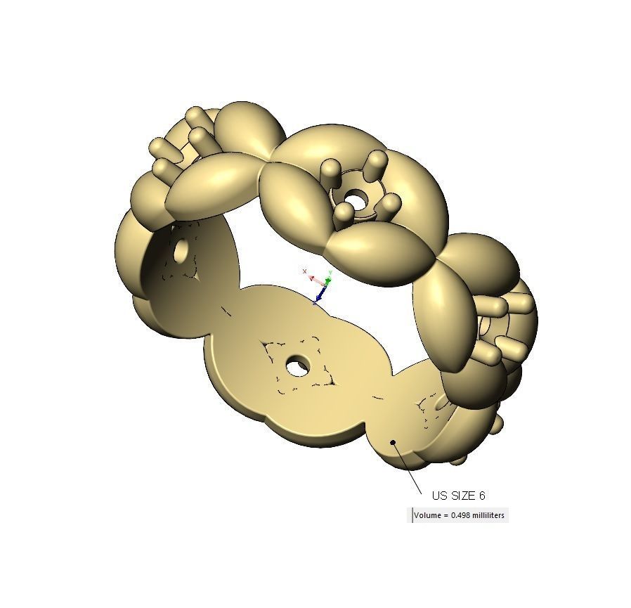 Diamond eternity grain bead pattern band US sizes 6 7 8 3D print model_15
