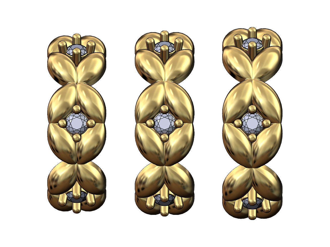 Diamond eternity grain bead pattern band US sizes 6 7 8 3D print model_2