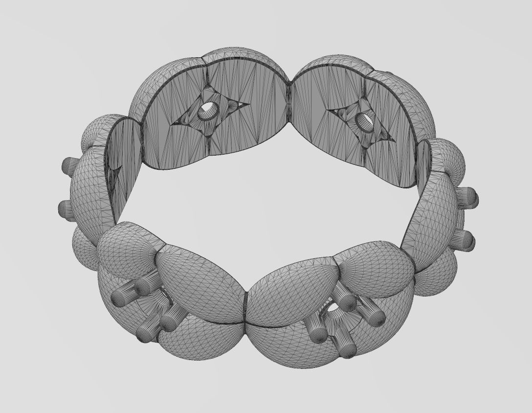 Diamond eternity grain bead pattern band US sizes 6 7 8 3D print model_14