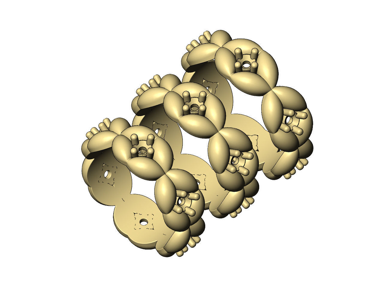 Diamond eternity grain bead pattern band US sizes 6 7 8 3D print model_4