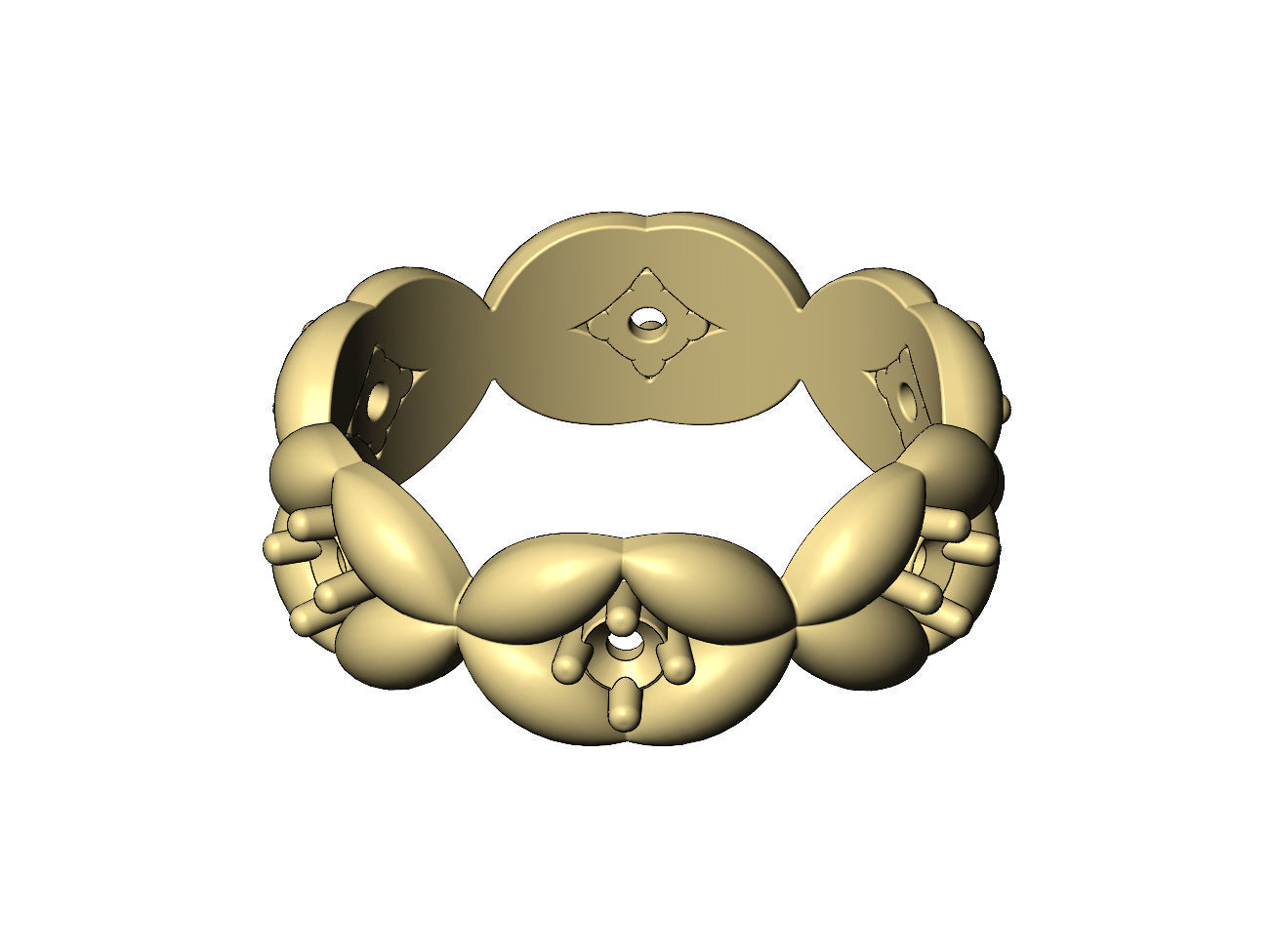 Diamond eternity grain bead pattern band US sizes 6 7 8 3D print model_8