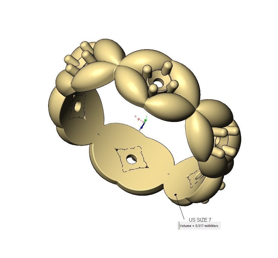 Diamond eternity grain bead pattern band US sizes 6 7 8 3D print model_10