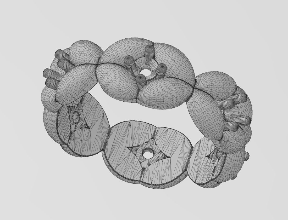 Diamond eternity grain bead pattern band US sizes 6 7 8 3D print model_13