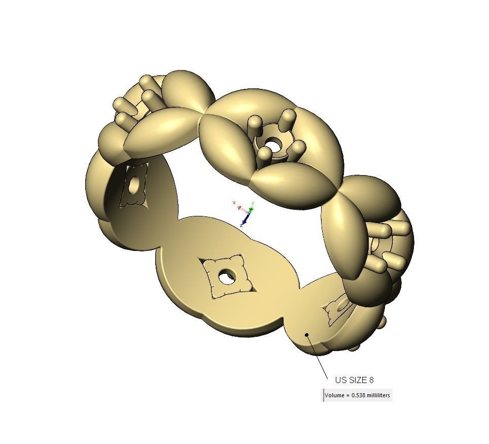 Diamond eternity grain bead pattern band US sizes 6 7 8 3D print model_17
