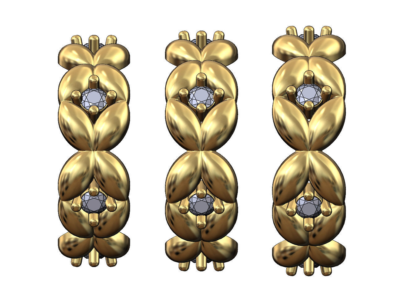 Diamond eternity grain bead pattern band US sizes 6 7 8 3D print model_1