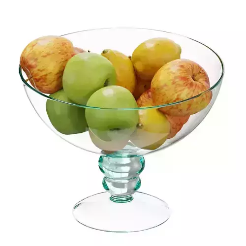 Glass footed fruit set 01 3D model