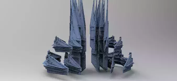 Sci-Fi Ocean Tech ship barriors 3D model