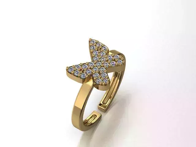 jewellery gold butterfly ring with diamonds