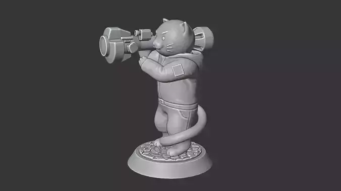 Ukrainian War Cat with NLAW Rocket Launcher ZSU 3D print model