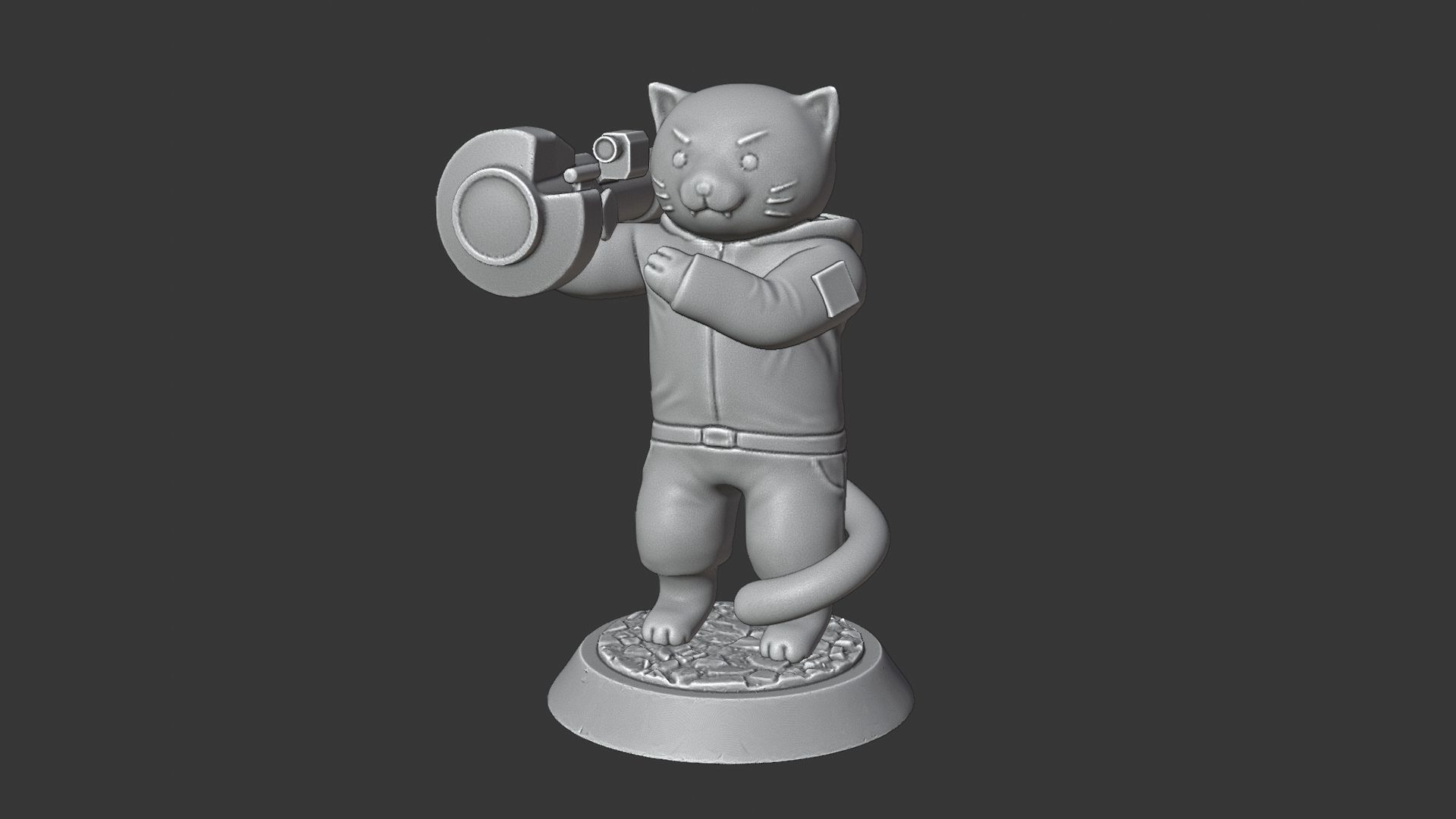 Ukrainian War Cat with NLAW Rocket Launcher ZSU 3D print model_3