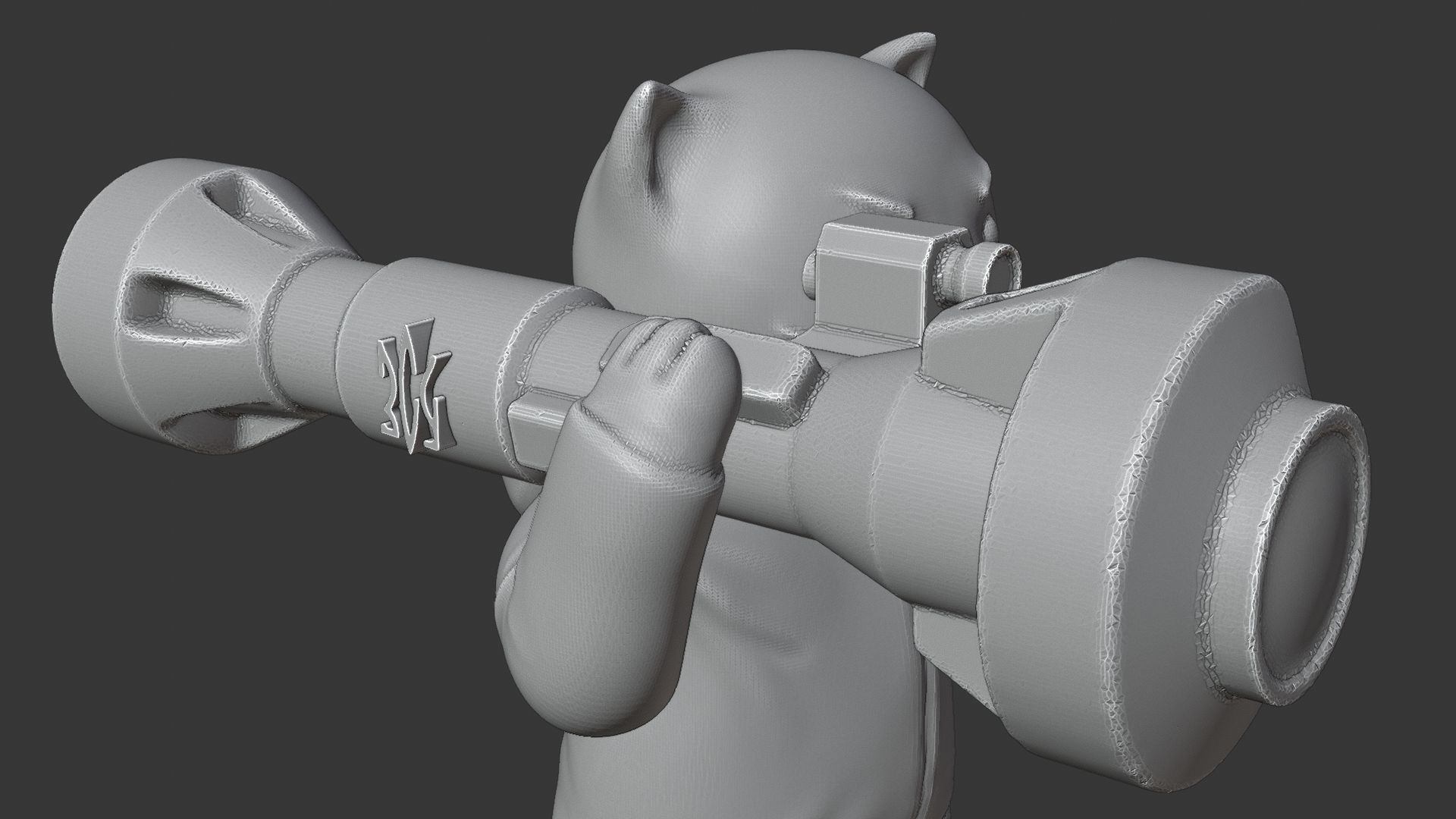 Ukrainian War Cat with NLAW Rocket Launcher ZSU 3D print model_14