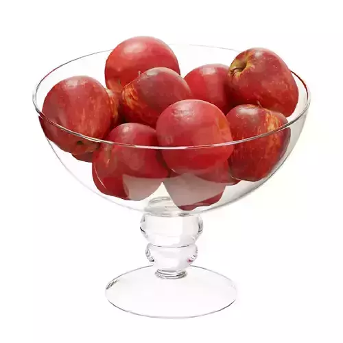 Glass footed fruit set 04 3D model