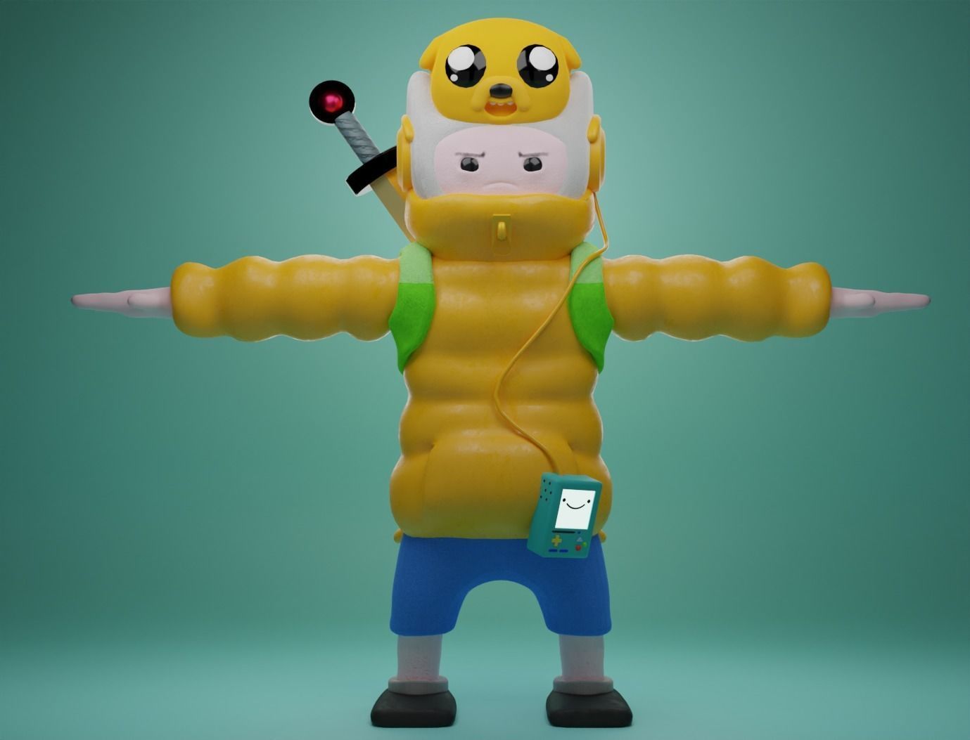 Puff jake n lil finn Low-poly 3D model_4