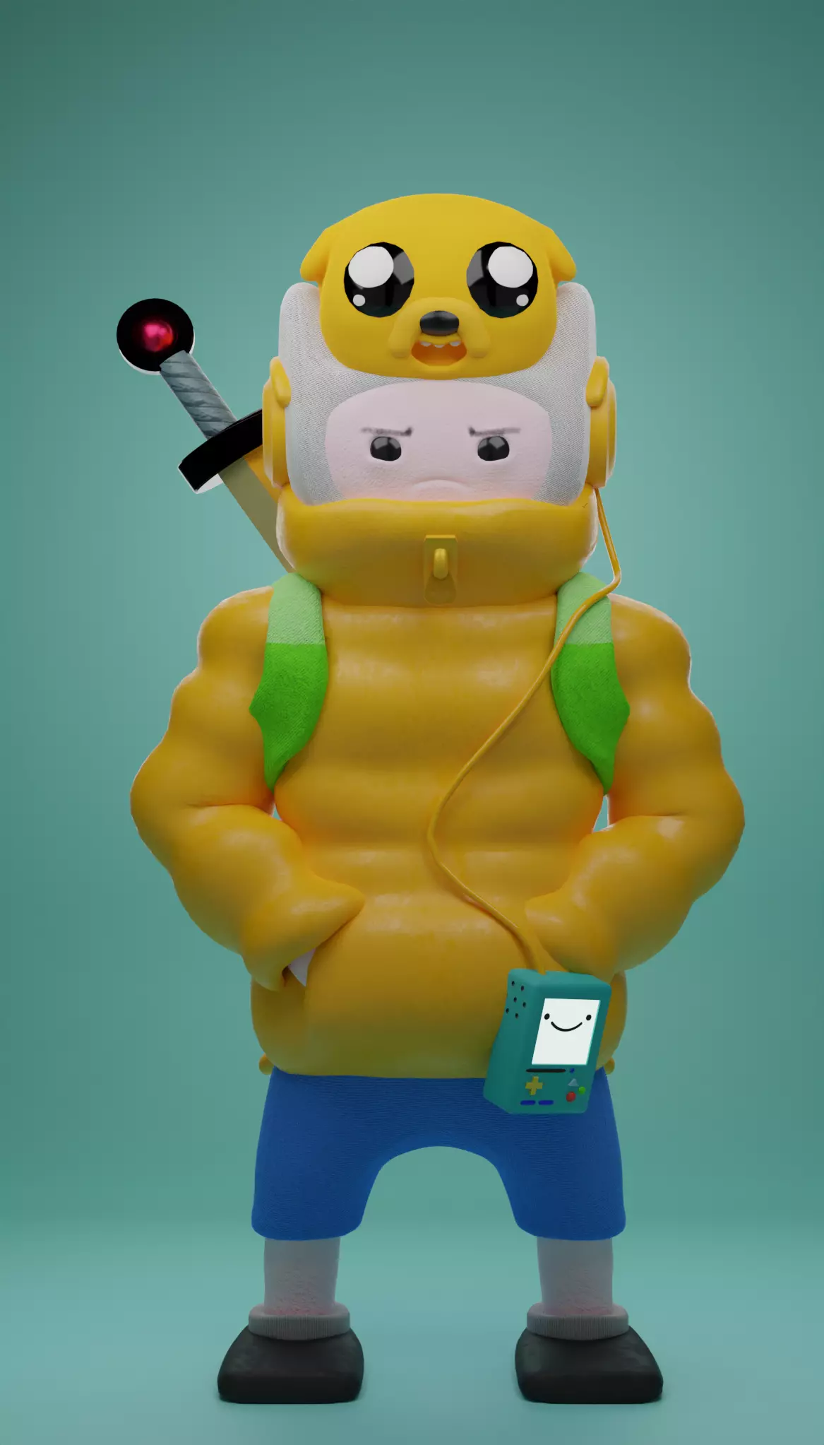 Puff jake n lil finn Low-poly 3D model_0