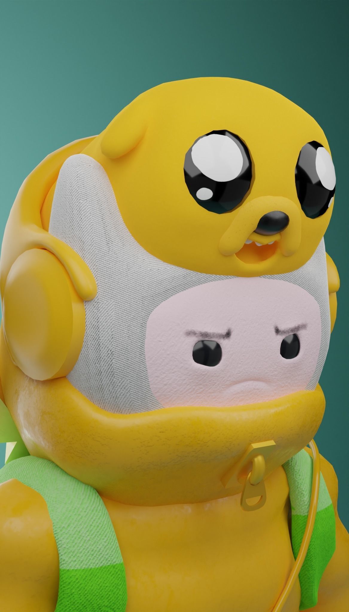 Puff jake n lil finn Low-poly 3D model_1