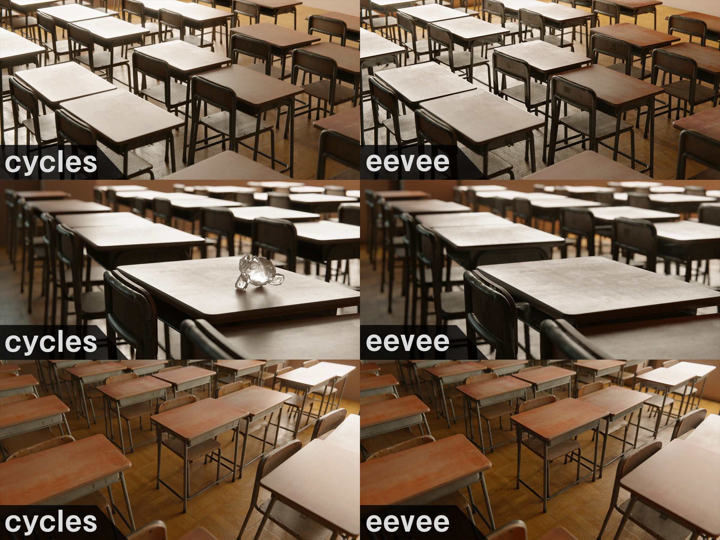 Japanese School Desk and Chair with Blender Demo scene 3D model_11
