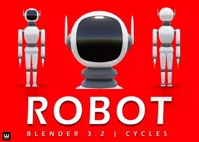 Cute Robot Concept Low-poly 3D model