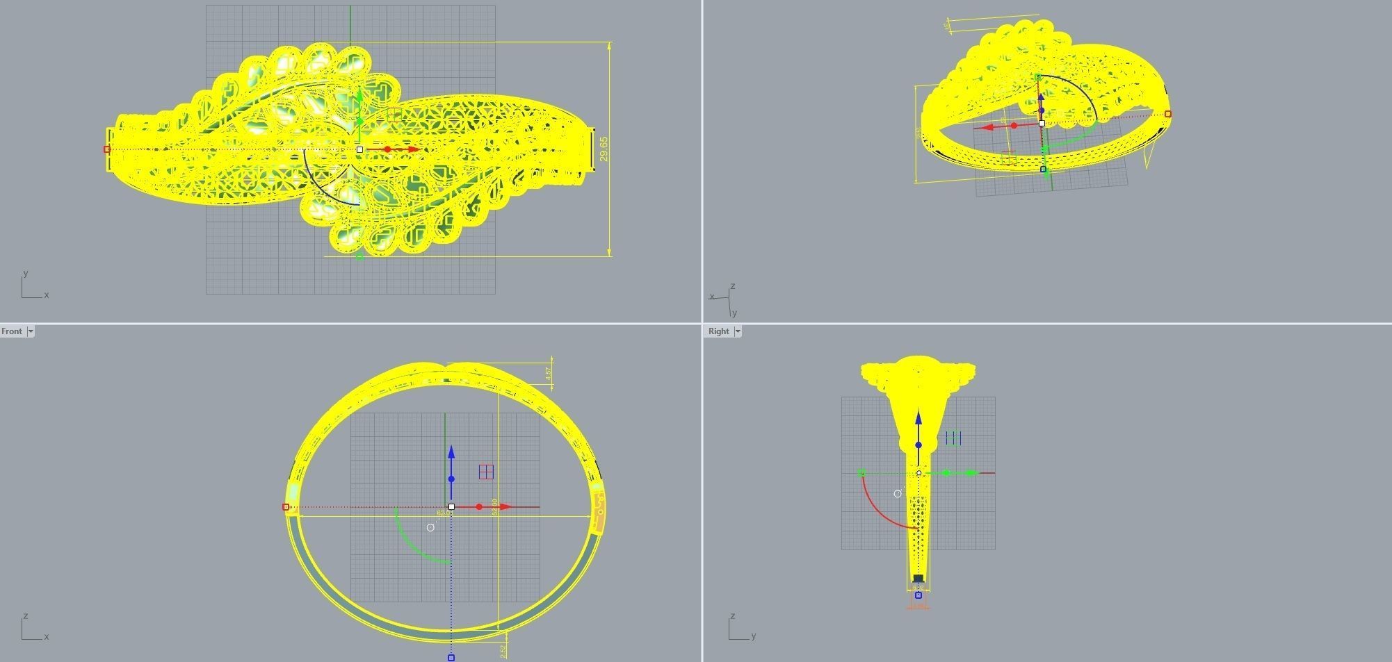 BRACALET gold leaf bangle ring 3D model_1