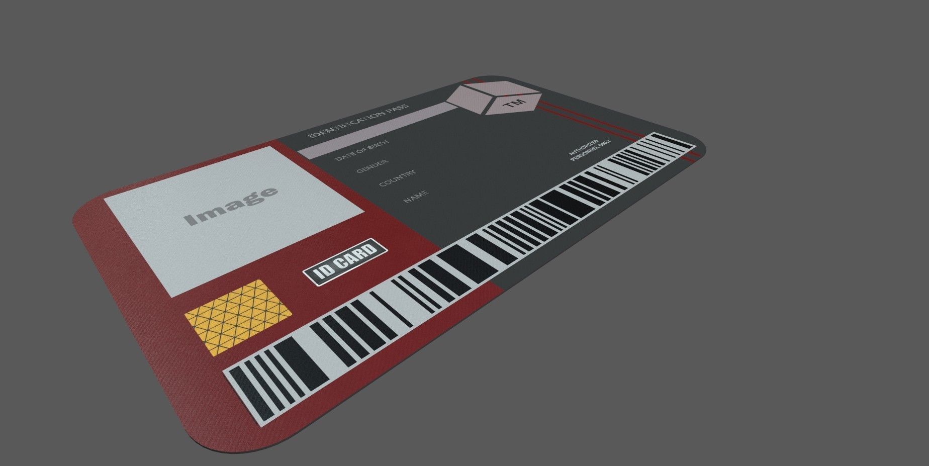 ID Card Low-poly 3D model_1